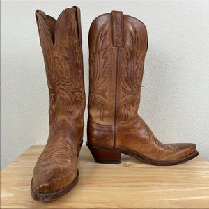 Brown leather lucchese western cowboy boots